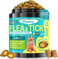 4-IN-1 Flea and Tick Prevention for Cats, 500 Crunchy  Creamy Chews, brown USA