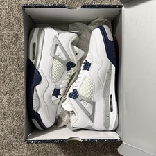 Jordan Air Jordan 4 Retro Mid Top White Midnight Navy Men's Sneakers