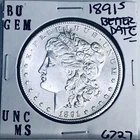 1891 S BU GEM MORGAN SILVER DOLLAR UNC MS+++ U.S. MINT RARE COIN 6727