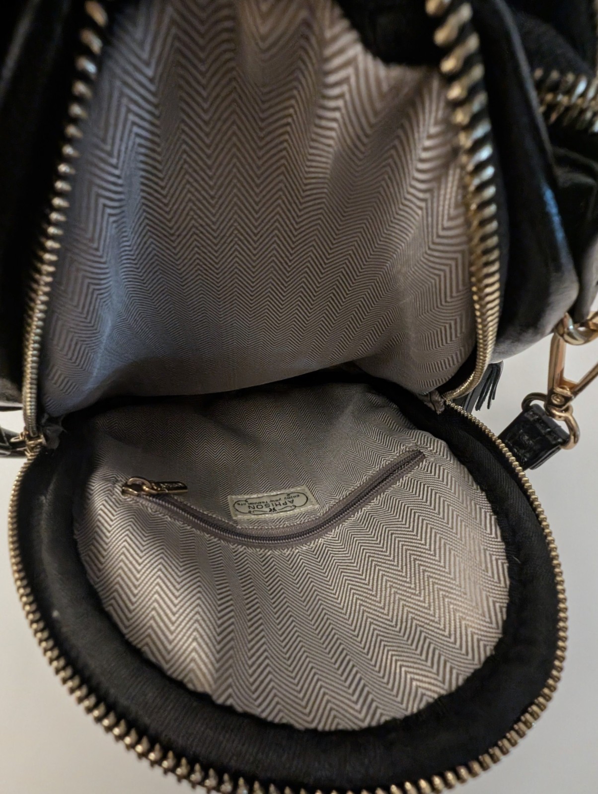 Mini Backpack Black Faux Leather Adjustable Strap… - image 5