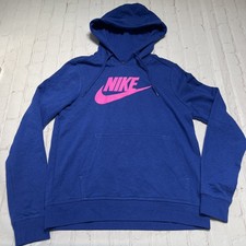 Nike Women s Small Lightweight Hoodie Pullover Blue /w Pink Logo EUC