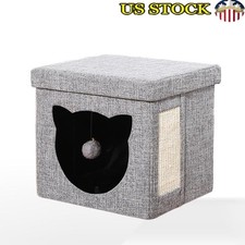 Sturdy Cat Cube Condo Play Lounge Easy Move Padded Toy Entertainment Cats New