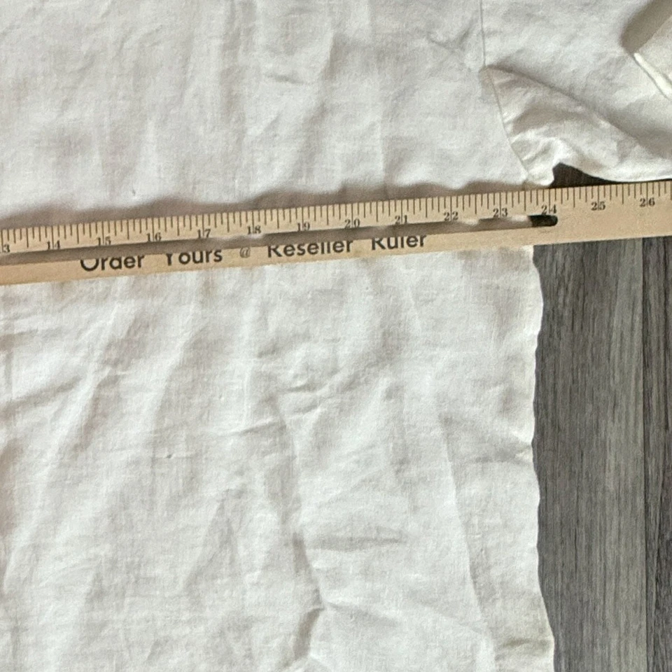 Blusa ZARA Mujer Blanca Lino Cuello Botón Manga Larga Cuello Simulado Talla M Foto 4 de 4