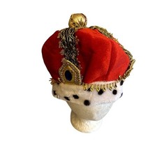 Król Kostium Tkanina Korona Czerwone złoto Kapelusz Czapka Jeden rozmiar Zdobione klejnoty