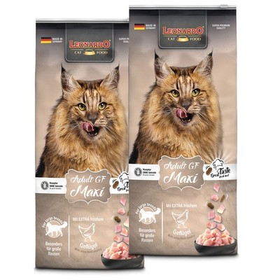 2 x 15 kg Leonardo Maxi GF Trockenfutter Katzenfutter für große Rassen Grainfree
