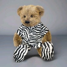 Nick  Nora Dakin Brown Teddy Bear W/ Zebra Pjs  Slippers Plush Stuffed Animal