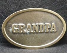 XC01153 NOS VINTAGE 1982   GRANDPA   NAME FASHION MENS BRASS BELT BUCKLE