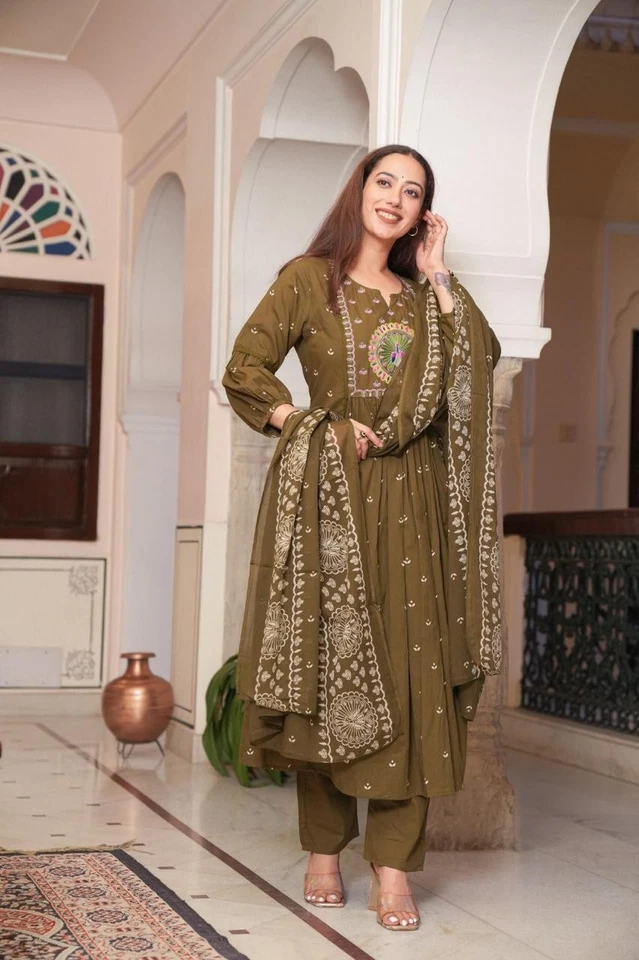 Пакистанский вышитый костюм Salwar Kameez, большой размер до 5XL набор Kurta Palazzo - Изображение 2 из 4