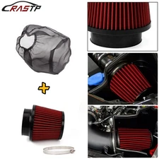 4" 100mm Red Dry Air Filter Inlet Cold Air Intake Cone+Air Filter Dust Cover