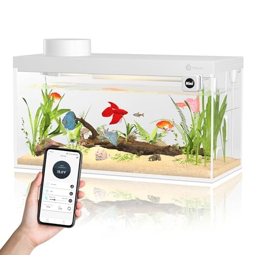 Smart Fish Tank Aquarium Kit with APP Control and Auto Feeder - 1.5 Gal ...