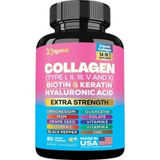 Zoyava Collagen Pills Peptides Types I, II, III, V & X - NEW ~ SHIPS FROM USA