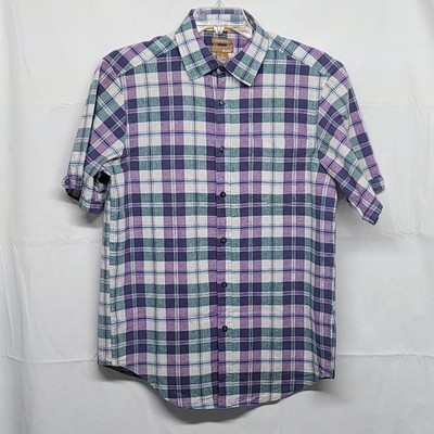 Bruno Mens Shirt Linen Cotton Button Up XL (42'' Chest) Slim Fit Washable Plaid