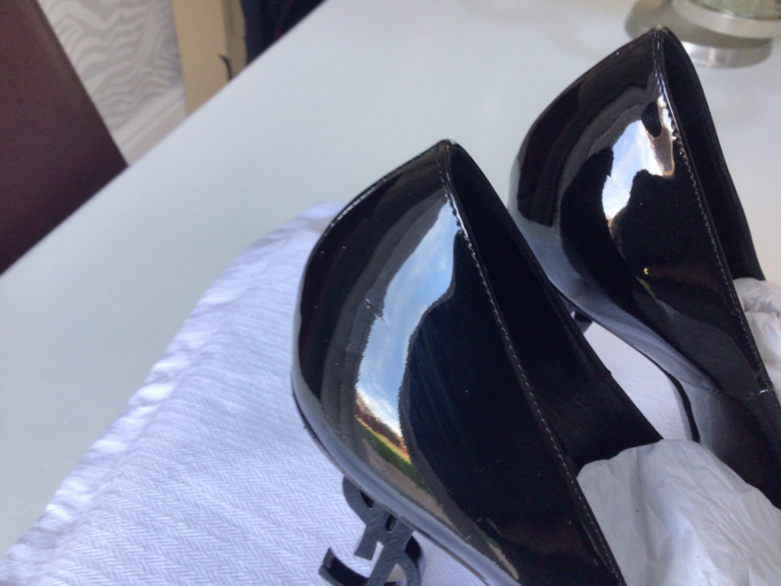 Scarpe Saint Laurent YSL tacco nero vernice uk 3 5 36 5