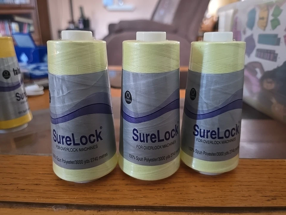 Lot Of 3 Talon SureLock For Overlock Machines # 528 Yellow 3000 Yards - Image 4 of 4