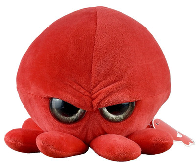Original Grumpy Baby Octopus 8'' Red Plush Stuffed Animal Angry Glitter Eyes Tag