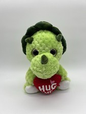 Dan Dee Green Dinosaur w/ Red Heart Hug Me Plush 9” Doll Stuffed Animal Toy