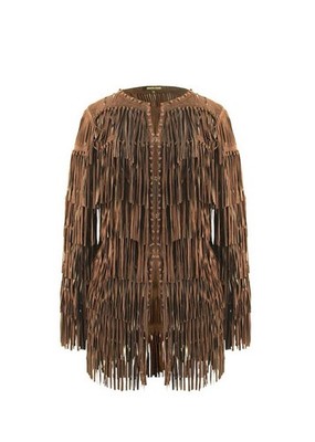 Roberto Cavalli Dark Brown Suede Jacket With Fringes, Made In Italy, 2000s