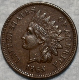 About Uncirculated 1865 F5 Indian Head Cent Lustrous Chocolate Brown specimen.