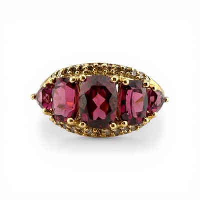 Gelber 10K Turmalin & 0,13ctw Diamant Ring - 3,3g