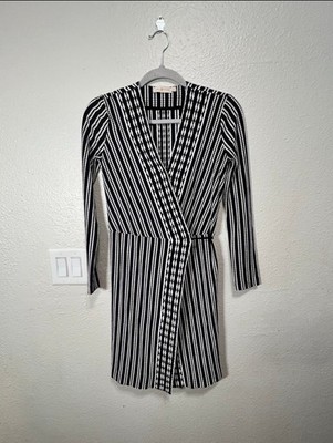 Tory Burch Navy Oxford Stripe Jacquard Wrap Dress Women s Size XS