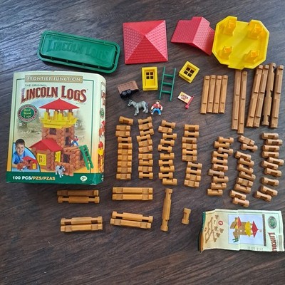 VTG Lincoln Logs 100 Pc Set COMPLETE W/ Instructions K'nex Hasbro 2006 Frontier 