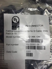 Enphase Q-CONN-10M Male Field-Wireable Connector - Black, Pack of 10