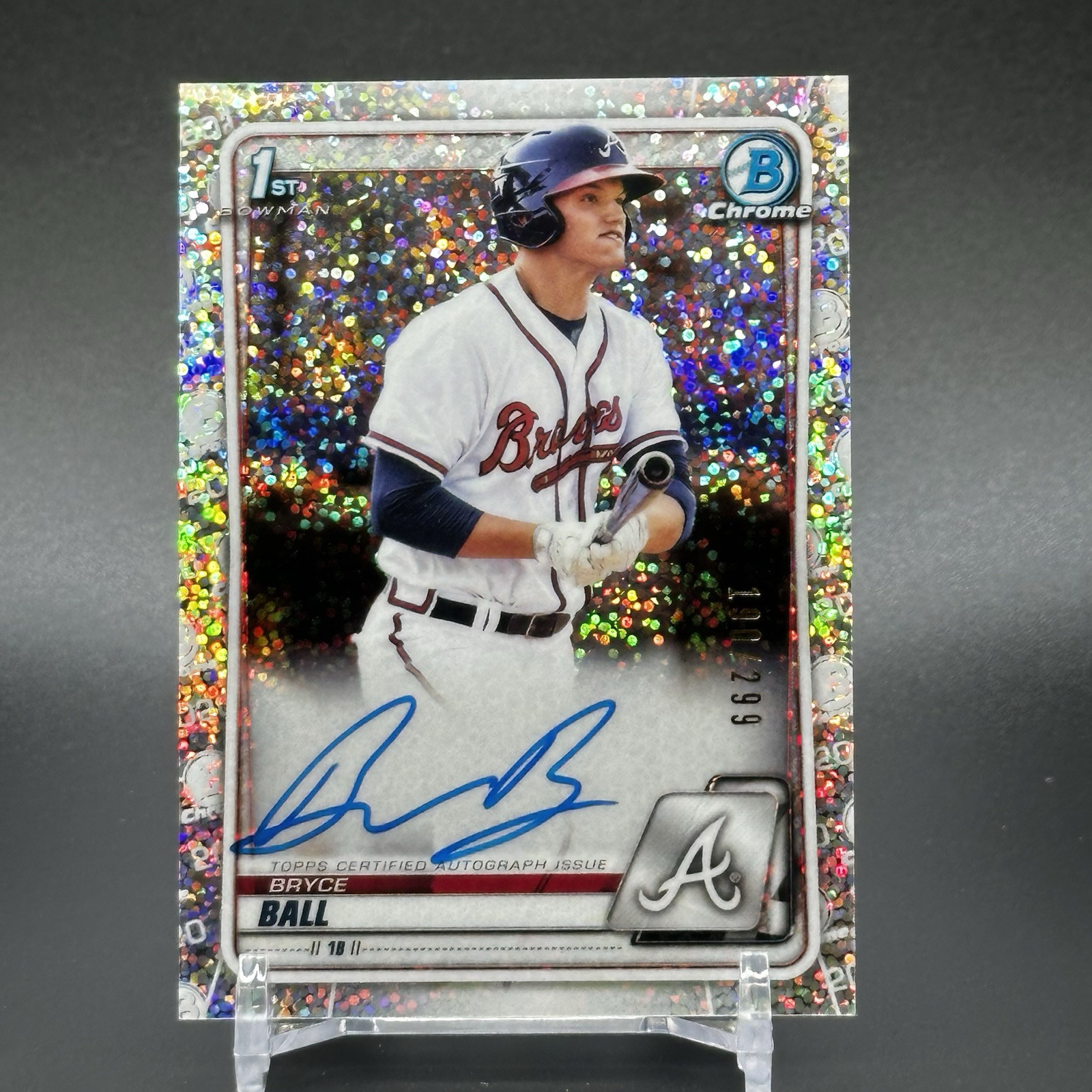 Bryce Ball 2020 Bowman Chrome #'d /299 Auto Prospect Speckle Refractor #CPA-BBA