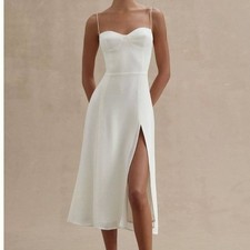 Reformation Juliette Dress White Ivory Midi Sweetheart High Slit Size 6