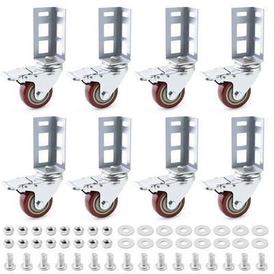 Storage Rack Caster Wheels, 8 Pack 3'' Heavy Duty 500 Lb. Max Total Capacity Stor