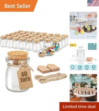 Personalized 3.4 Oz Mini Glass Jars with Cork Lids - 40 Wedding Favor Set