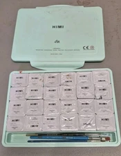 HIMI Gouache Paints set with 3 Paint Brushes 24 Colors 