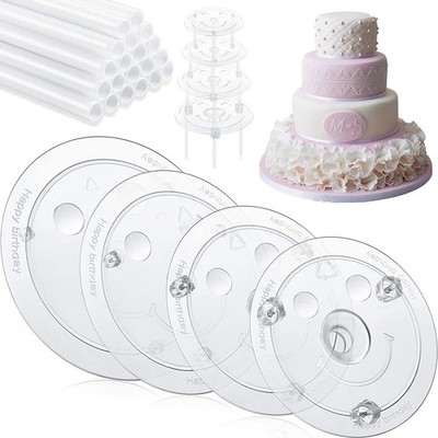 Cake Pin Sticks Set, 16 Pieces Plastic 24 cm/ 9.4 Inch Rods Lenght, White