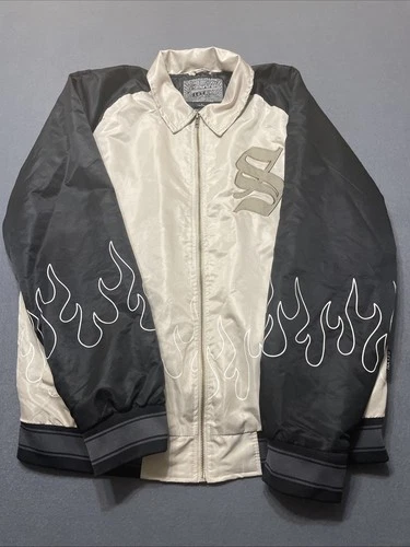 Brooklyn Cloth Flame Bomber Crème & Black Patches Varsity. Men’s LG video thumbnail
