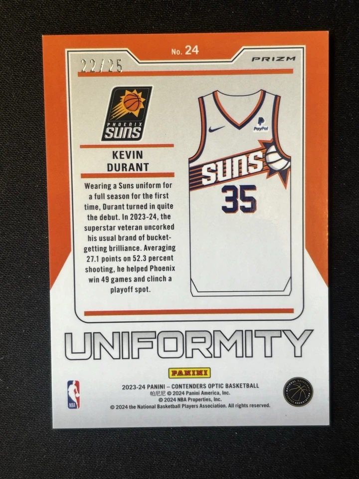 2023-24 Panini Contenders Optic Uniformity Scope #/25 Kevin Durant - Image 2 of 2