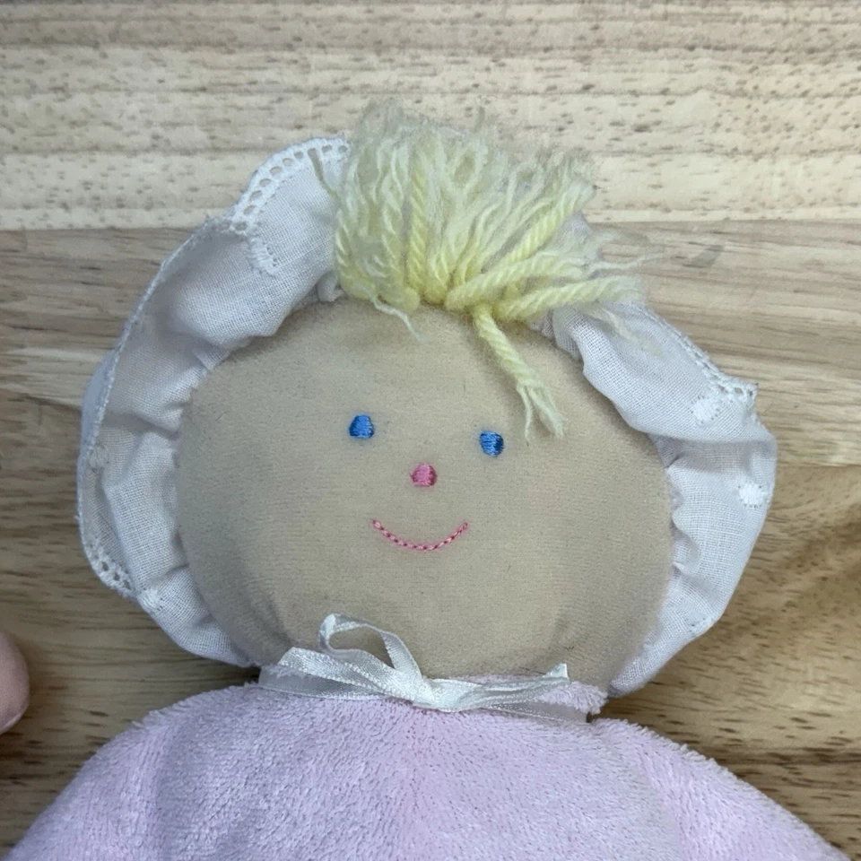 Conjunto de gemelos de tela de rizo Eden Toys suaves para bebés vintage años 80 niño niña rosa azul Foto 2 de 4