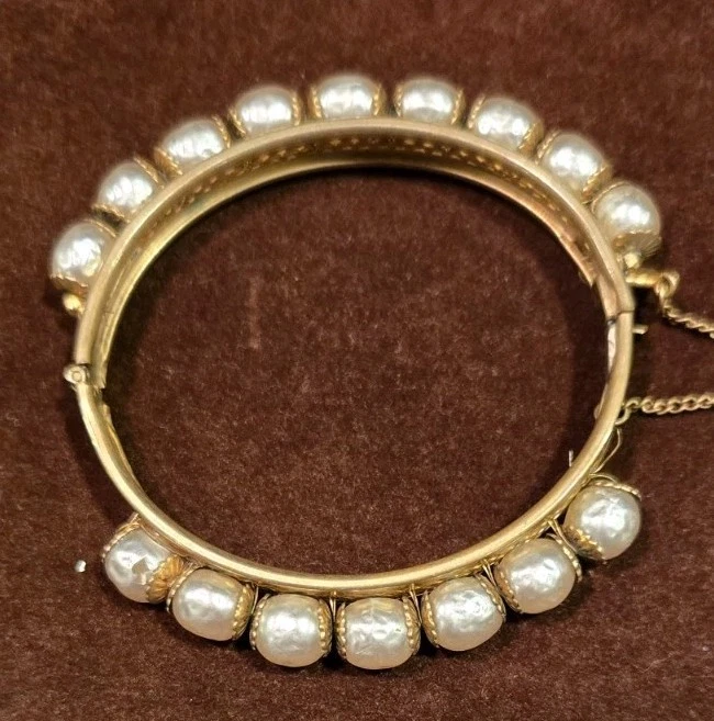 复古签名 Miriam Haskell 人造巴洛克珍珠手链 — 第 2/4 张图片