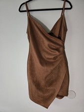 FashionNova Faux Suede Assymetrical Dress Western Romantic Feminine Sexy Sz Med 