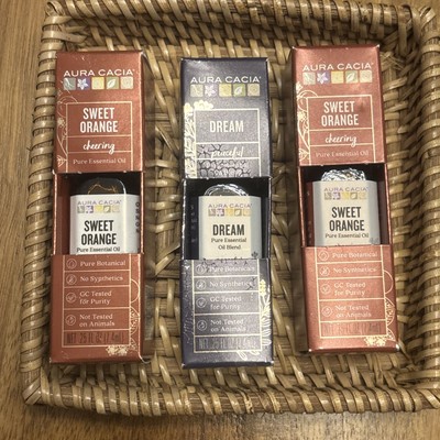 Aura Cacia Pure Essential Oil Blend 3 pack (2 Sweet Orange 1 Dream)
