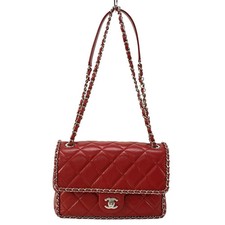 CHANEL Single Flap Matelasse - Red Vintage Calf Leather Shoulder Bag