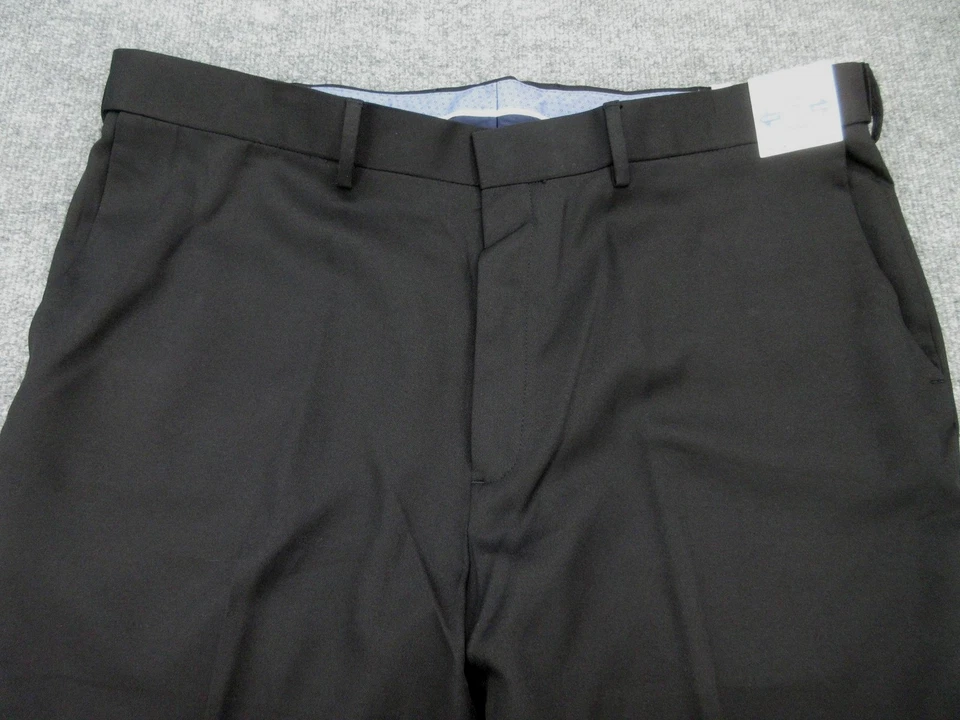 Saddlebred Dress Pants Mens 40x32 Black Traveler Comfort Flex Waist Straight Fit - Image 3 of 4