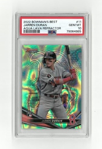 2022 Bowman's Best Jarren Duran AQUA LAVA Refractor RC #'d /199🔥PSA 10 *POP 3*