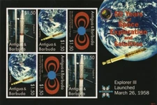 EXPLORER 3 Satellite / 50 Years of Space Exploration Stamp Sheet #2 2008 Antigua