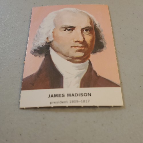 Tarjeta coleccionable Golden Press Presidents 1960 #4 de James Madison en muy buen estado/ex - Imagen 3 de 9