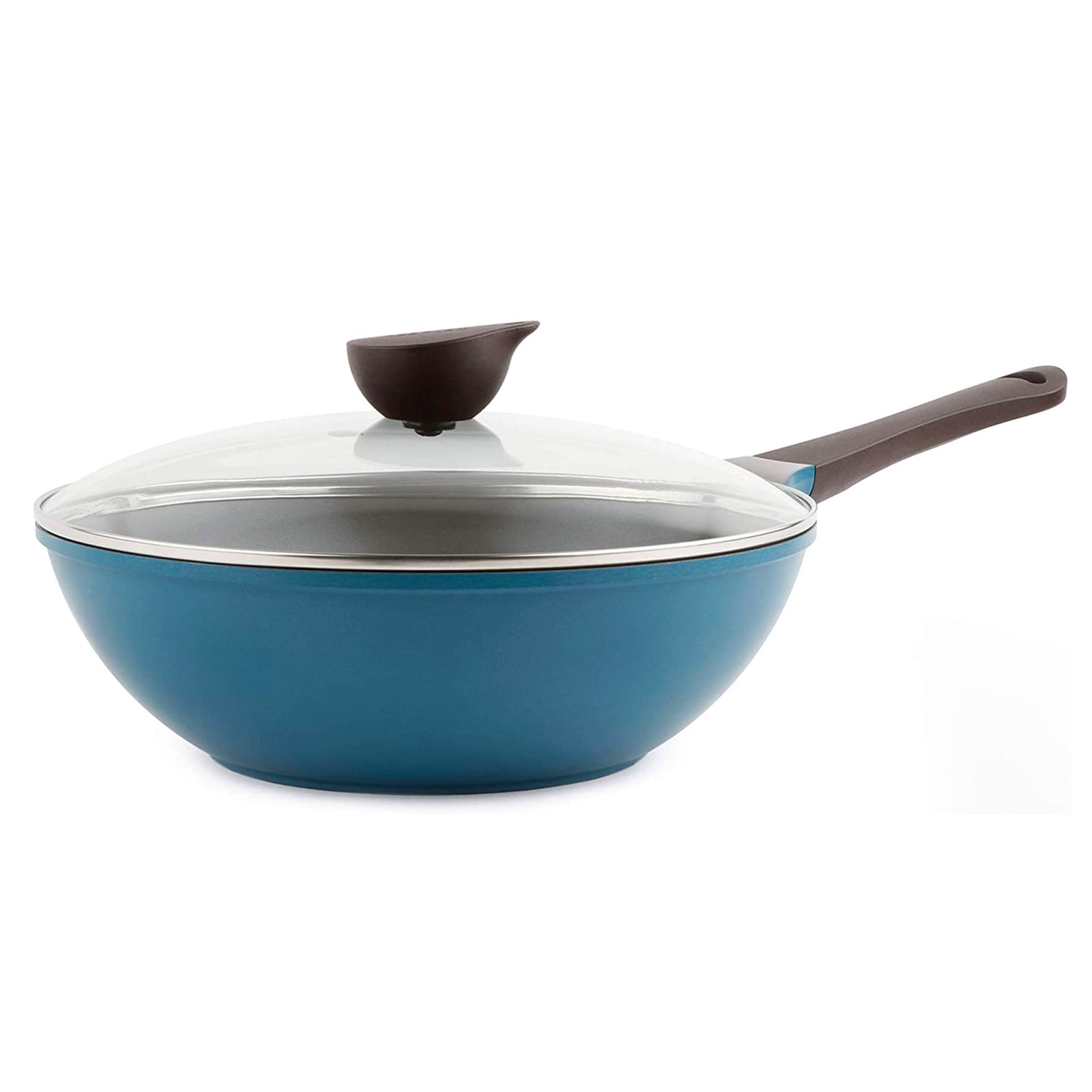 Eela 12'' Non Stick Chef's Wok with Glass Lid, Stir Fry Pan and POFA-Free Cer...
