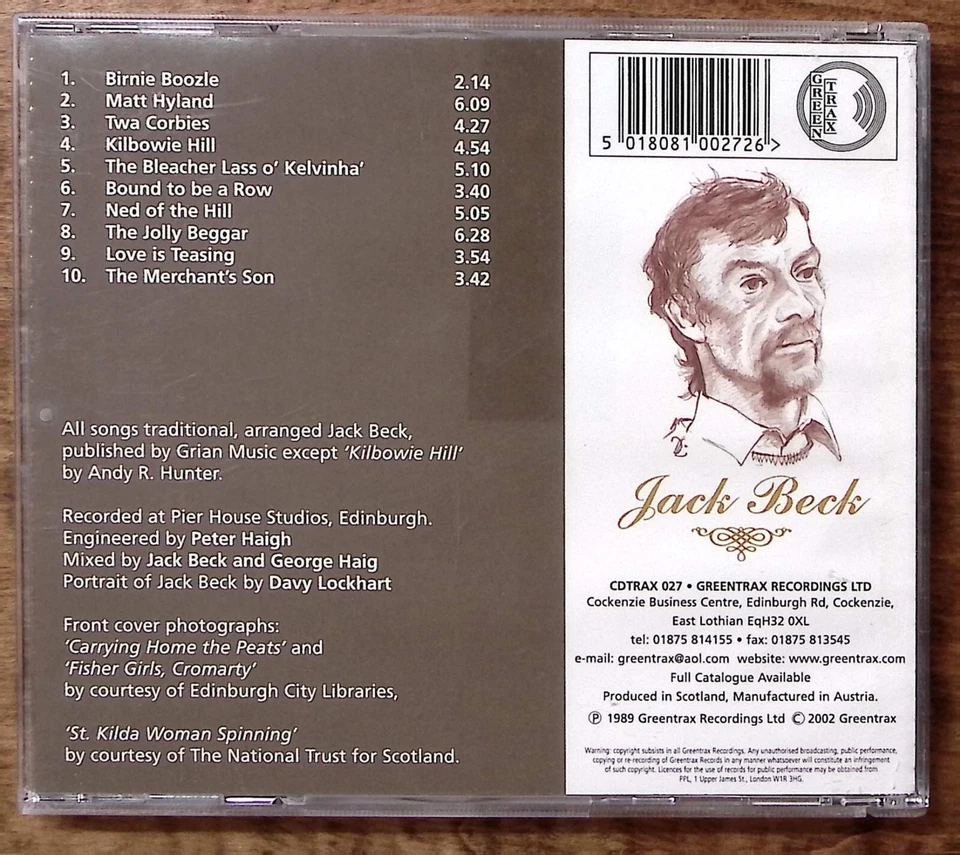 JACK BECK O LASSIE, LASSIE GREENTRAX RECORDINGS SCOTLAND CD 2833 Foto 2 de 4
