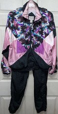 Vtg Westside Connection Ladies Sz Small Nylon Athletic Suit Black  Pink 1994