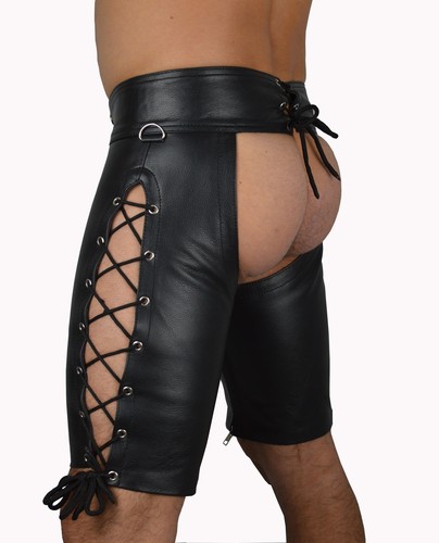 AW-775 zum Schnürn Kurze lederchaps,lederhose,leather trousers,leather chaps - Picture 3 of 6
