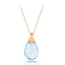 Natural Blue Topaz Gemstone Necklace Real Solid 14k Yellow Gold All Sizes