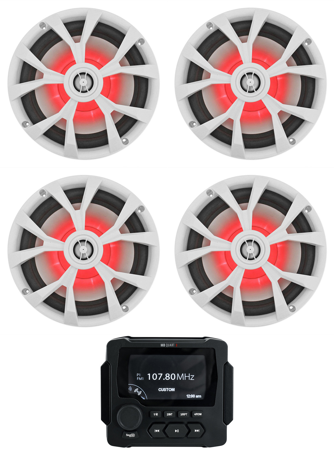 Морской лодочный ресивер MB Quart GMR-LED с Bluetooth USB 4 8 белыми светодиодными динамиками 6039000₽