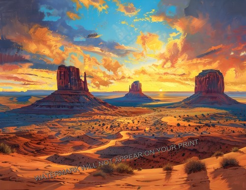 W. Mitten Butte, E. Mitten Butte, Merrick Butte Monument Valley AZ 8.5X11 Print - Afbeelding 1 van 2